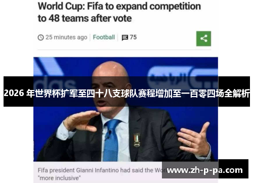 2026 年世界杯扩军至四十八支球队赛程增加至一百零四场全解析